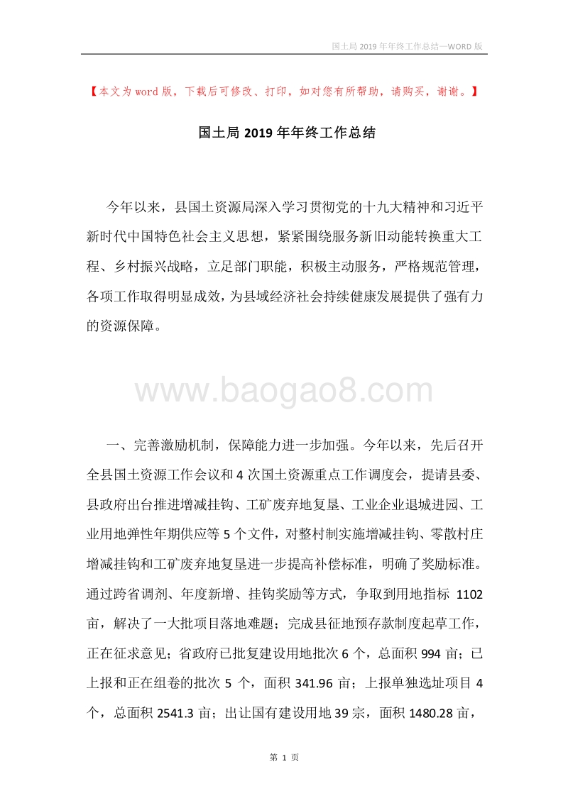 国土局2019年年终工作总结.docx_第1页