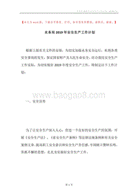 水务局2019年安全生产工作计划.docx