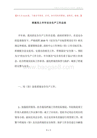 档案局上半年安全生产工作总结.docx