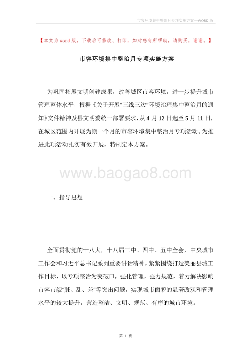 市容环境集中整治月专项实施方案.docx_第1页