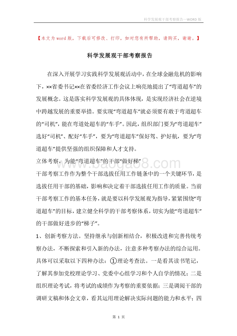 科学发展观干部考察报告.docx_第1页