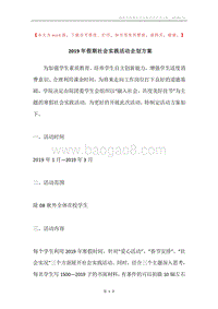 2019年假期社会实践活动企划方案.docx