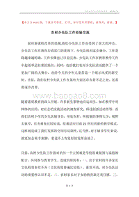 农村少先队工作经验交流.docx