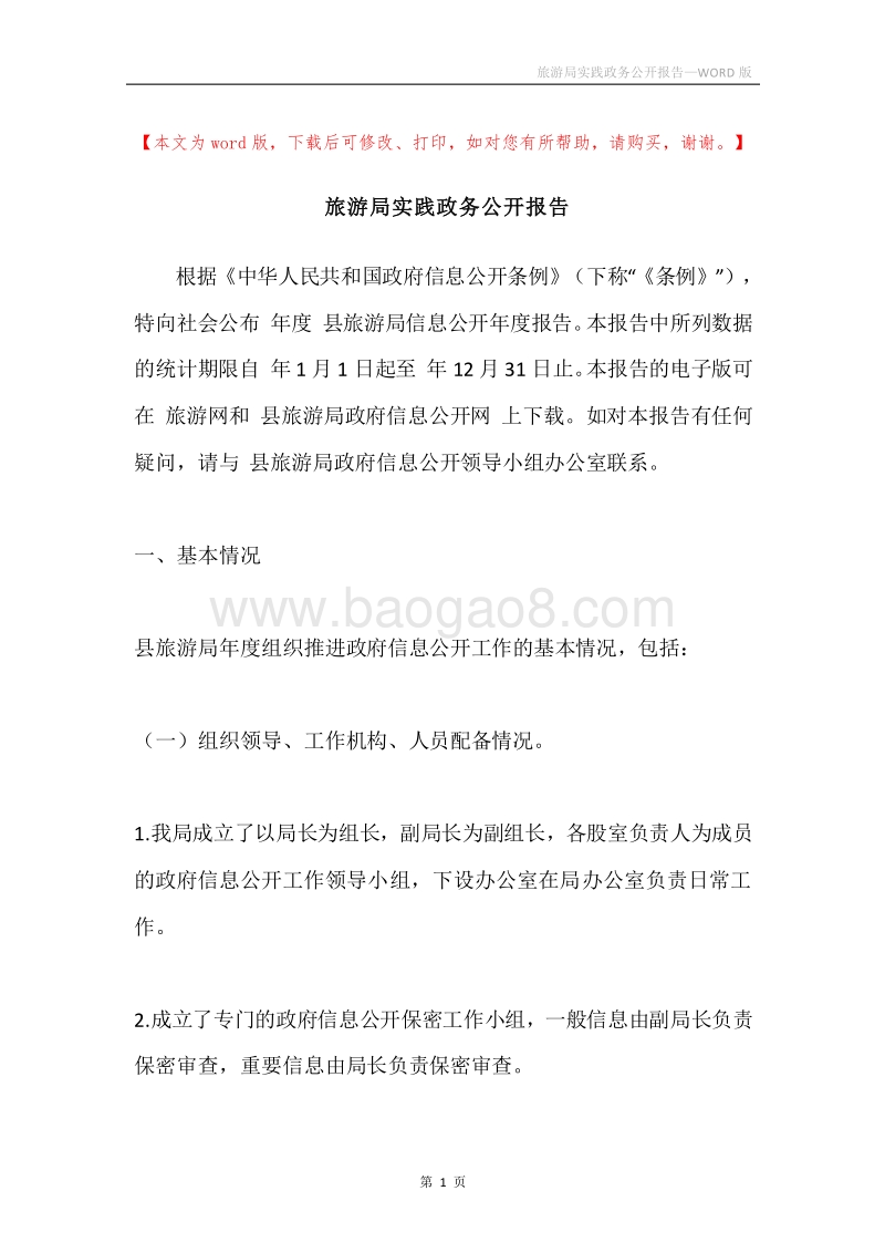 旅游局实践政务公开报告.docx_第1页