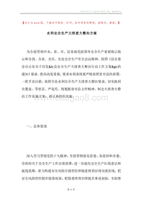 水利安全生产大排查大整治方案.docx