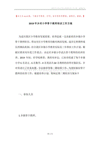 2019年乡村小学骨干教师培训工作方案.docx