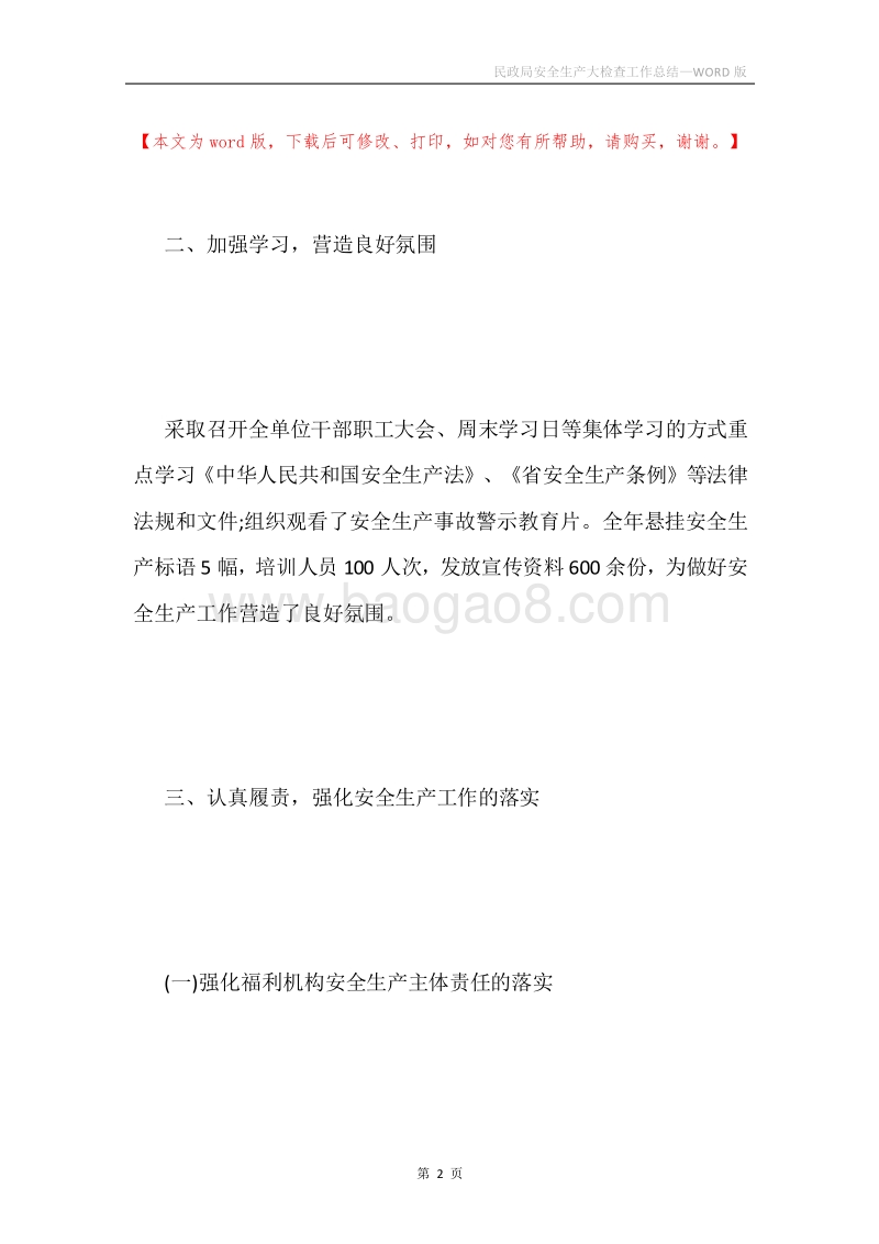 民政局安全生产大检查工作总结.docx_第2页
