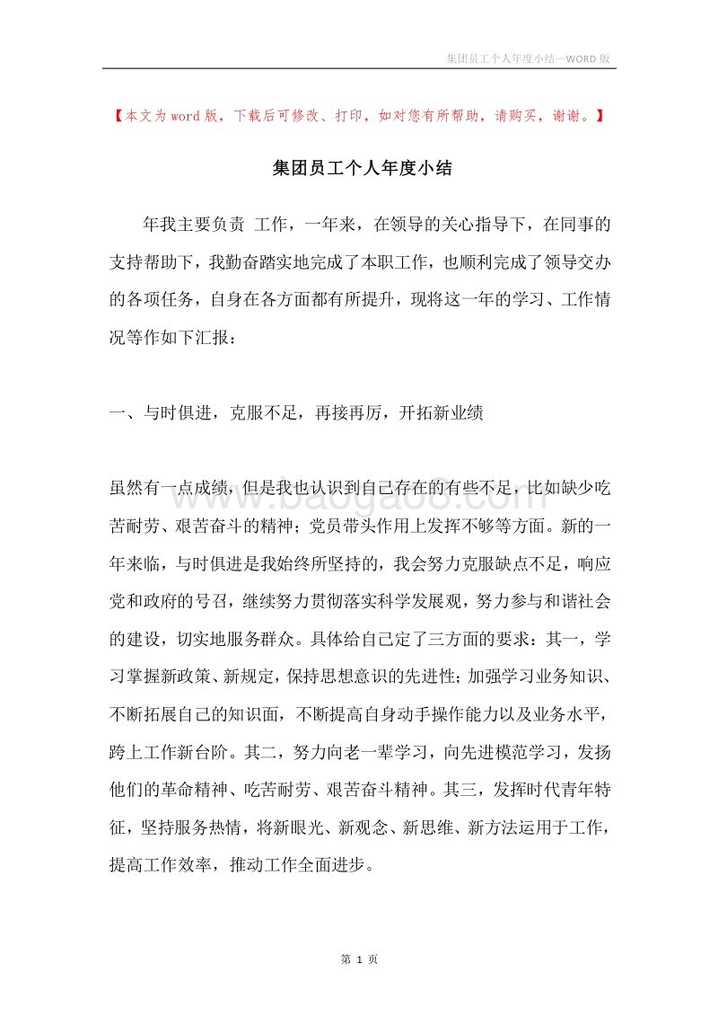 集团员工个人年度小结.docx_第1页