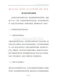 建立医护品牌交流提纲.docx