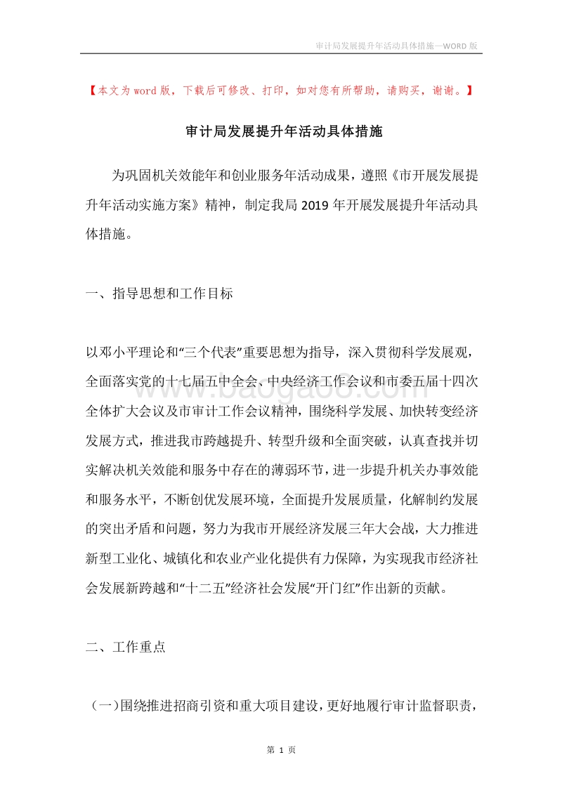 审计局发展提升年活动具体措施.docx_第1页
