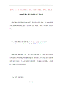 2019年城乡提升战略半年工作总结.docx