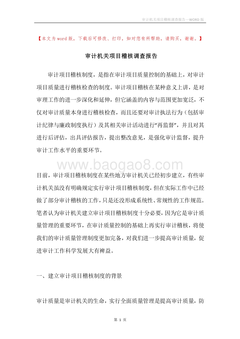 审计机关项目稽核调查报告.docx_第1页