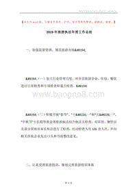 2019年旅游执法年度工作总结.docx