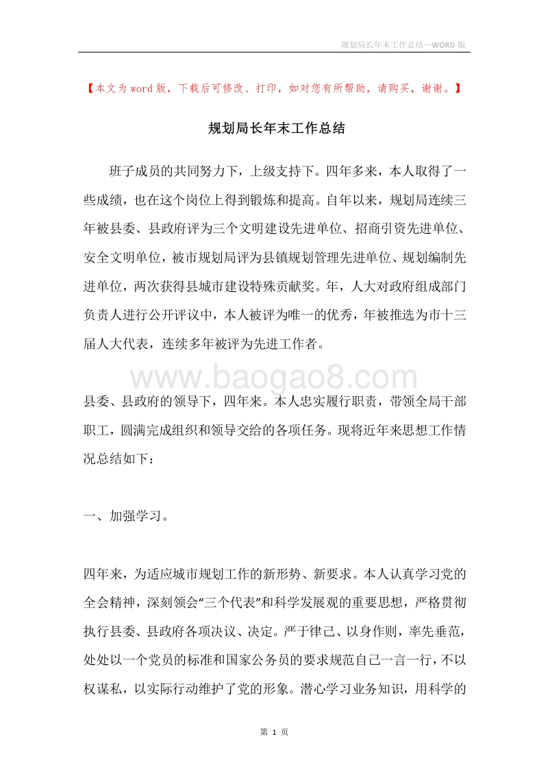 规划局长年末工作总结.docx_第1页