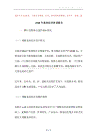 2019年集体经济调研报告.docx