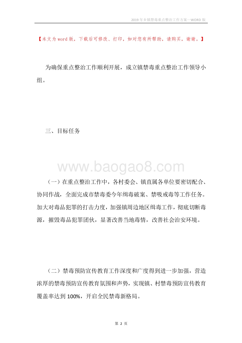 2019年乡镇禁毒重点整治工作方案.docx_第2页