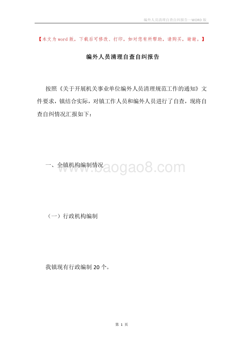 编外人员清理自查自纠报告.docx_第1页
