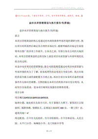 金沙水岸营销策划与执行报告书(草案).docx