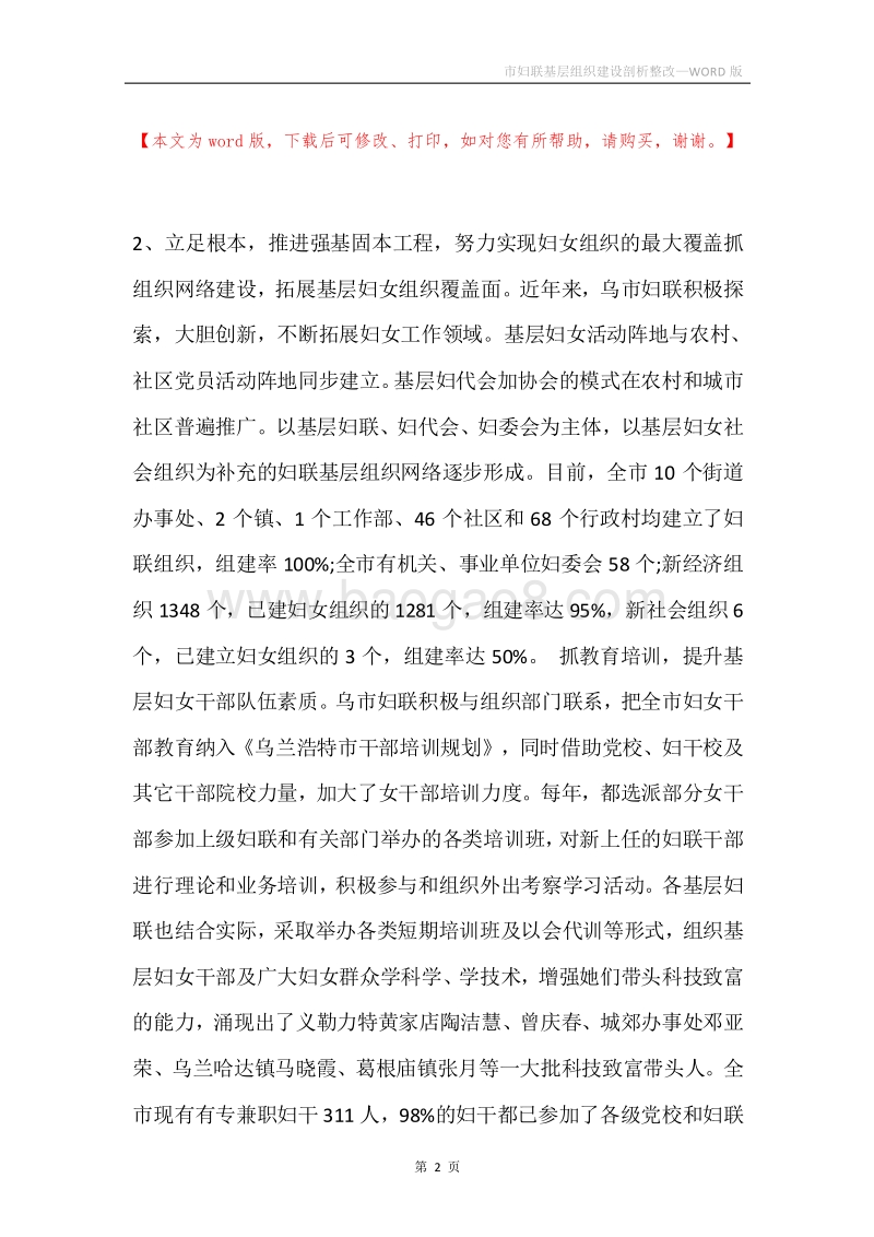 市妇联基层组织建设剖析整改.docx_第2页