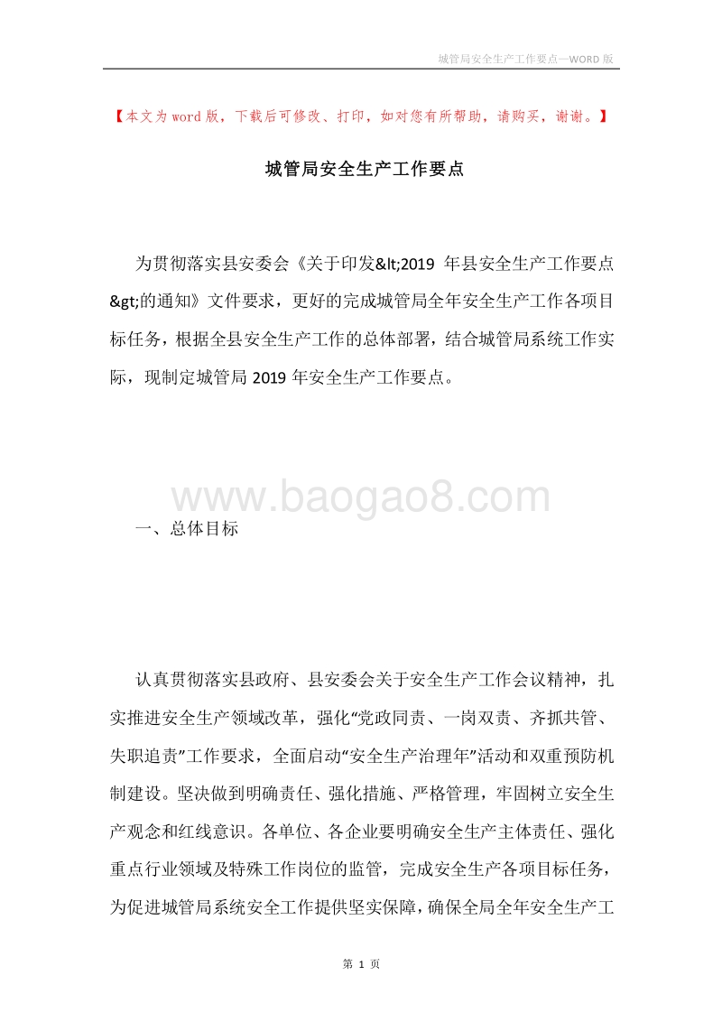 城管局安全生产工作要点.docx_第1页