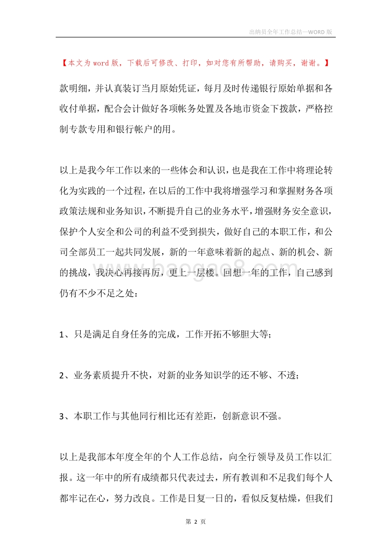 出纳员全年工作总结.docx_第2页
