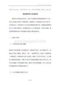 财政联网审计交流材料.docx