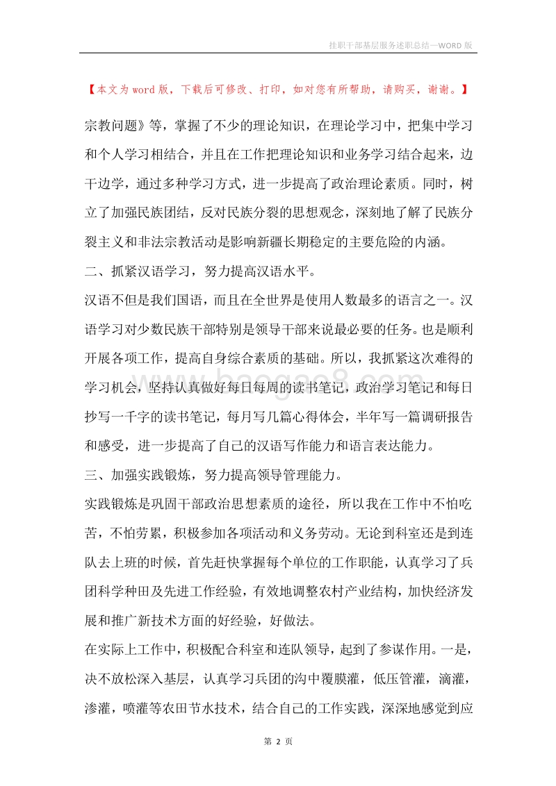挂职干部基层服务述职总结.docx_第2页