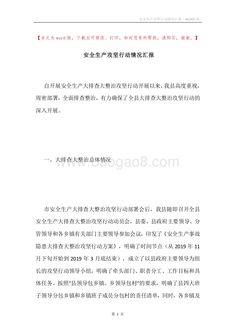 安全生产攻坚行动情况汇报.docx_第1页