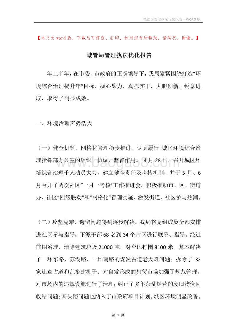 城管局管理执法优化报告.docx_第1页