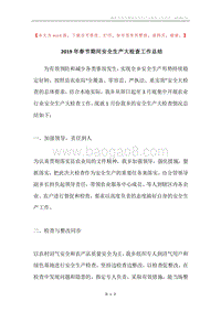 2019年春节期间安全生产大检查工作总结.docx