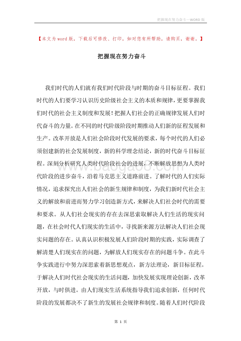 把握现在努力奋斗.docx_第1页