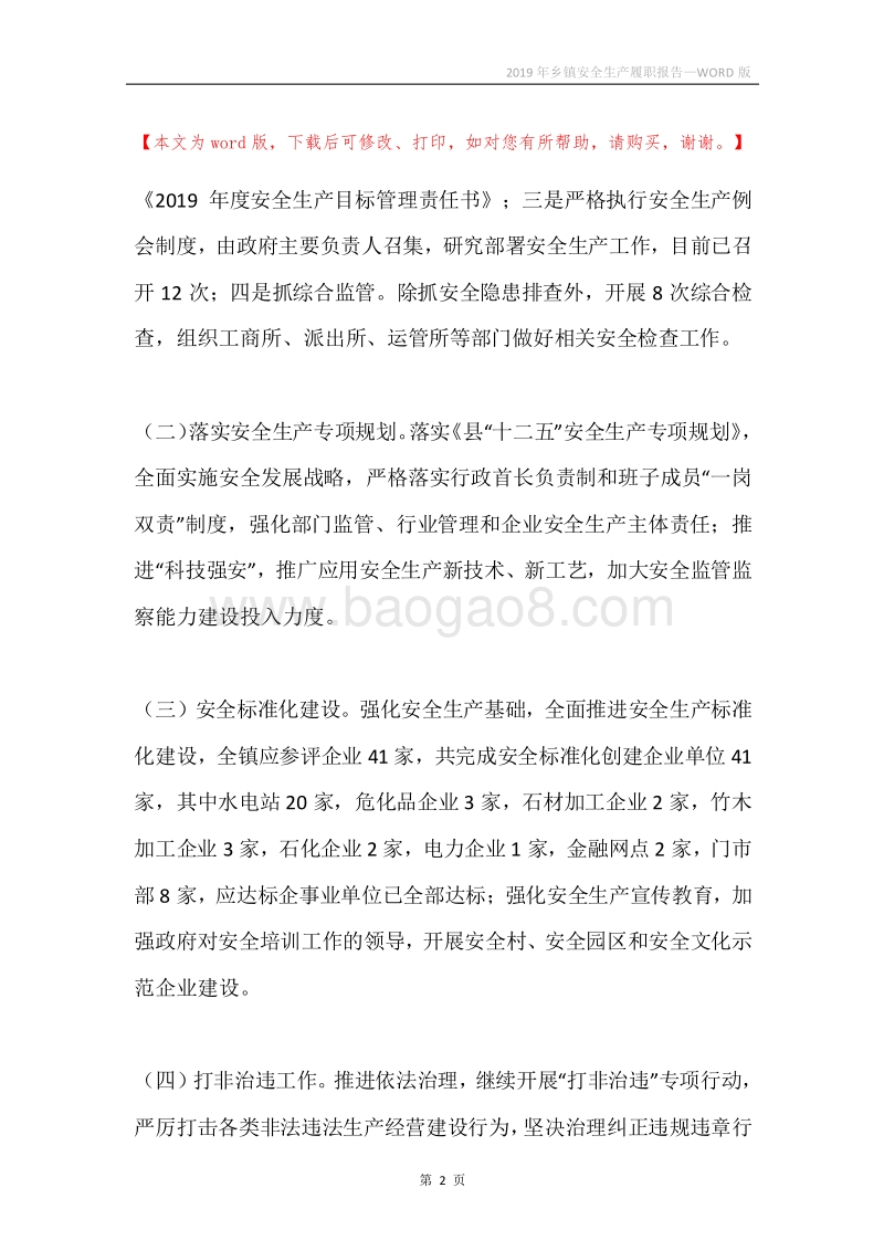 2019年乡镇安全生产履职报告.docx_第2页