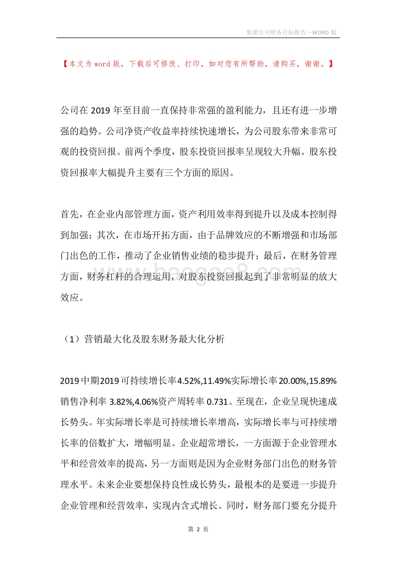 集团公司财务目标报告.docx_第2页
