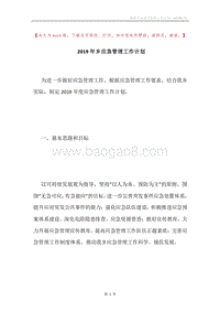 2019年乡应急管理工作计划.docx