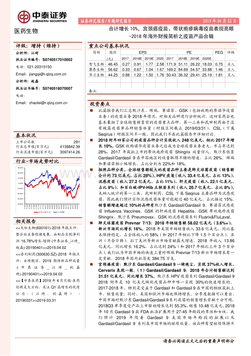 医药生物2018年海外财报简析之疫苗产品合辑：合计增长10%，宫颈癌疫苗、带状疱疹病毒疫苗表现亮眼.pdf_第1页