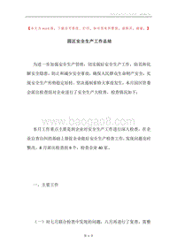 园区安全生产工作总结.docx