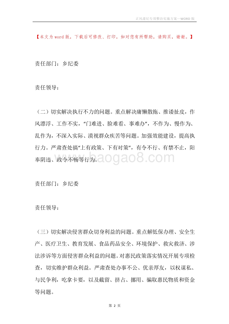 正风肃纪专项整治实施方案.docx_第2页