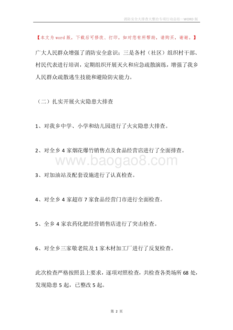 消防安全大排查大整治专项行动总结.docx_第2页