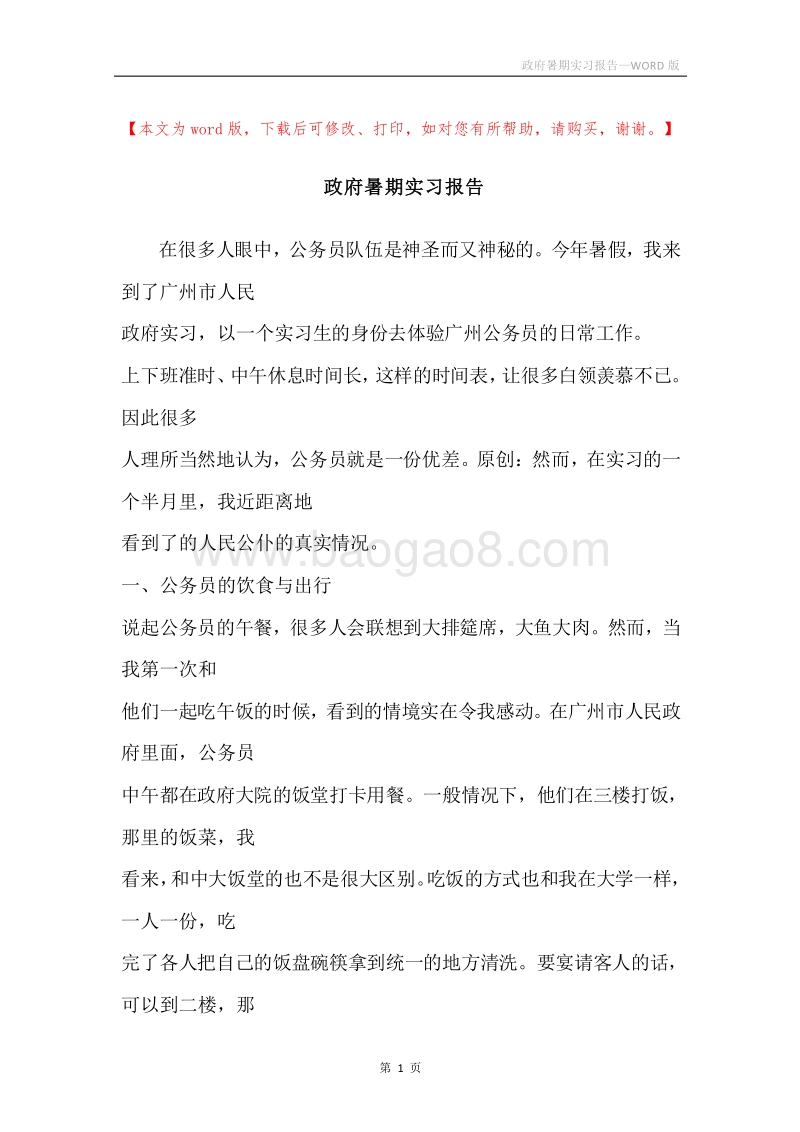 政府暑期实习报告.docx_第1页