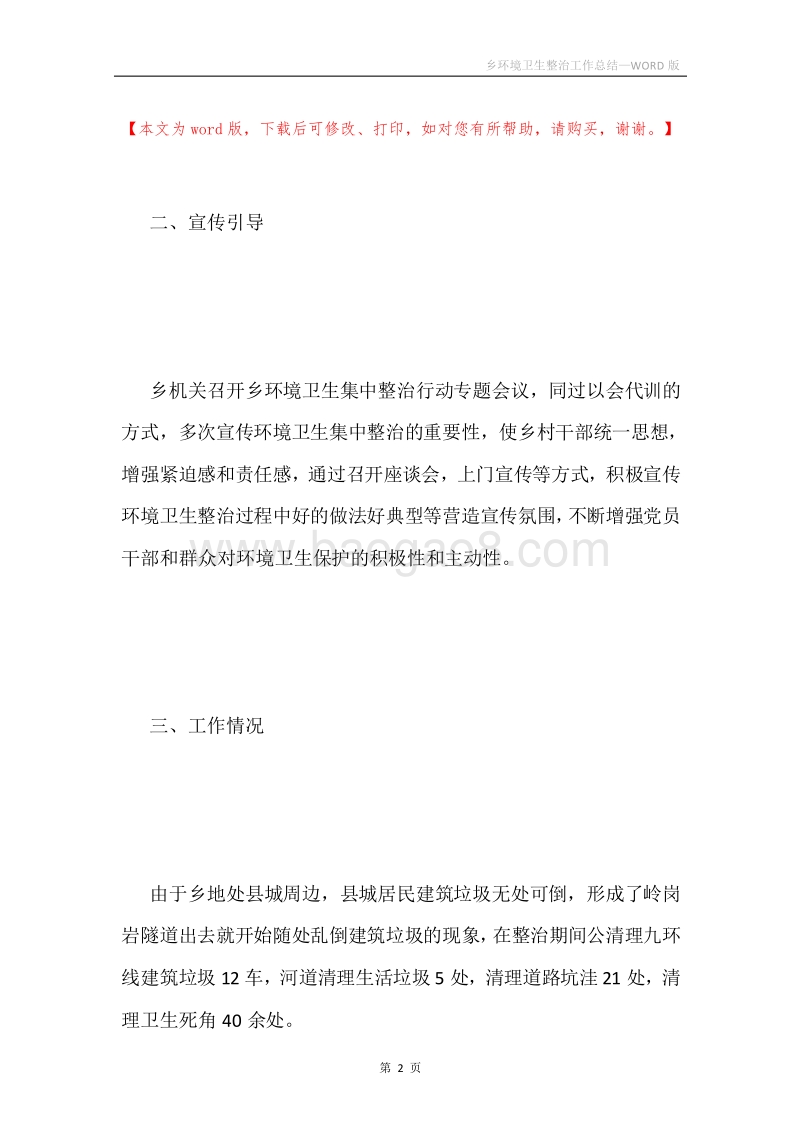 乡环境卫生整治工作总结.docx_第2页