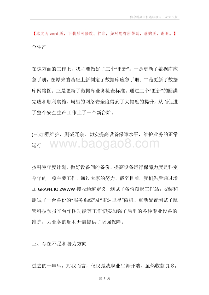 信息科副主任述职报告.docx_第3页