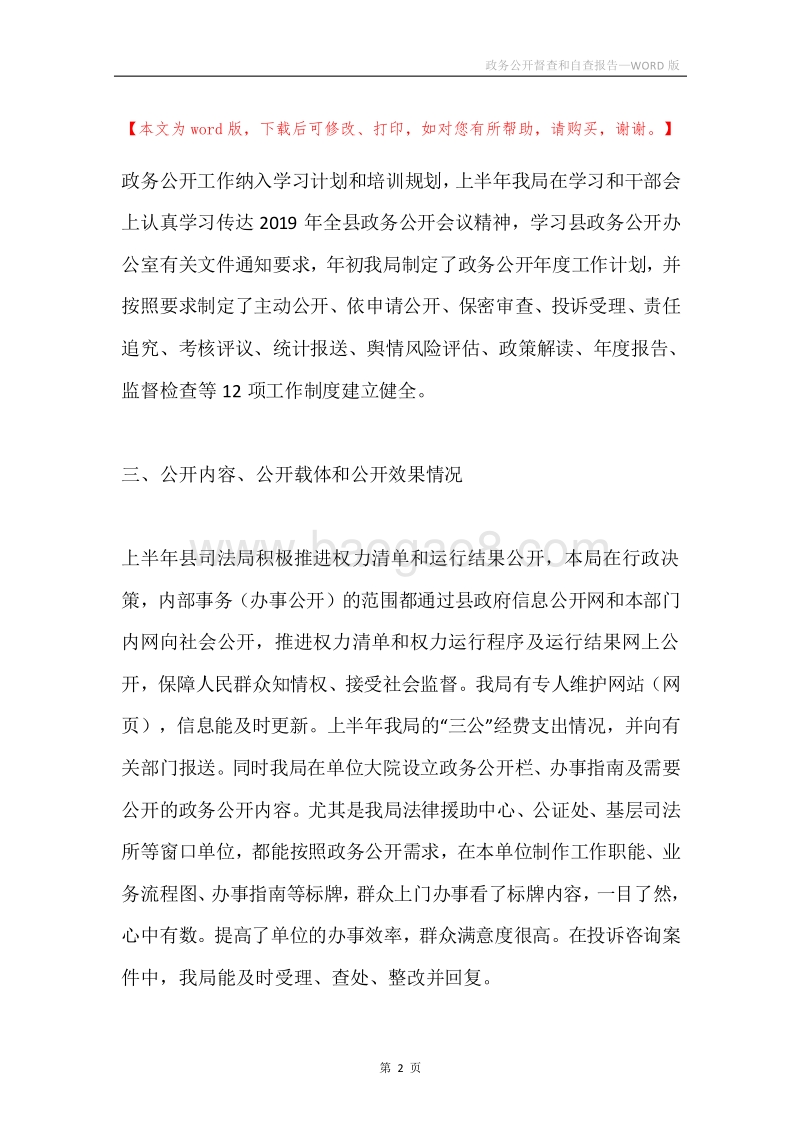 政务公开督查和自查报告.docx_第2页