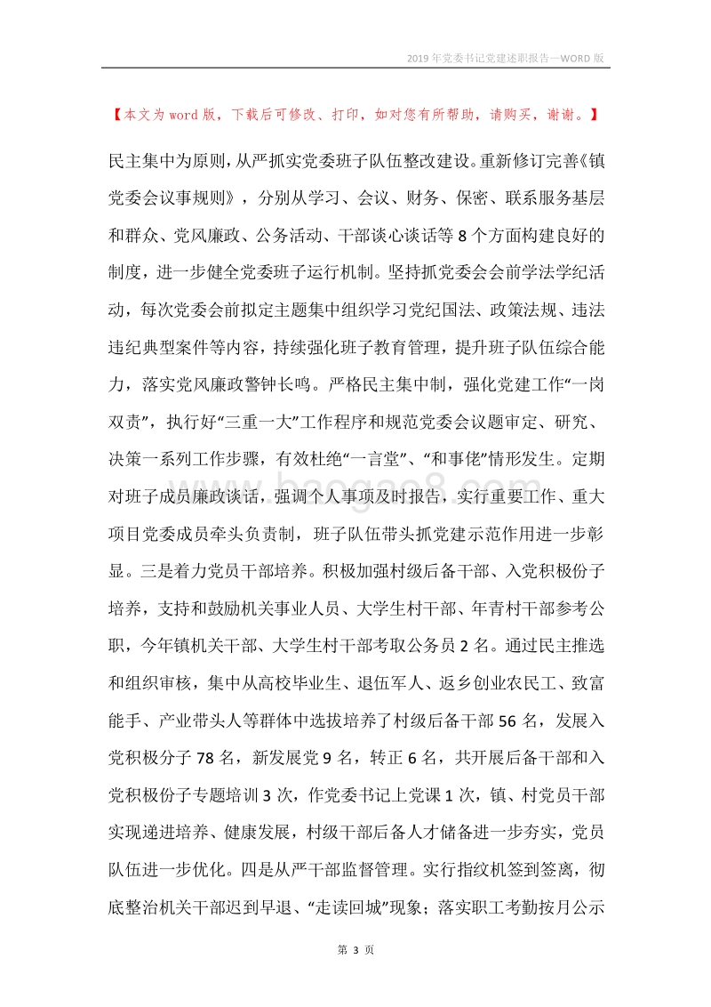 2019年党委书记党建述职报告.docx_第3页