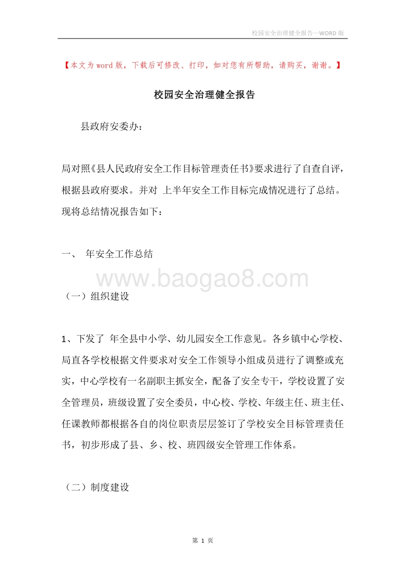 校园安全治理健全报告.docx_第1页