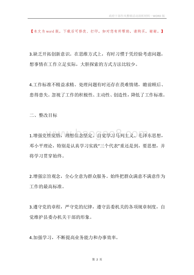 政府干部作风整顿活动剖析材料.docx_第2页