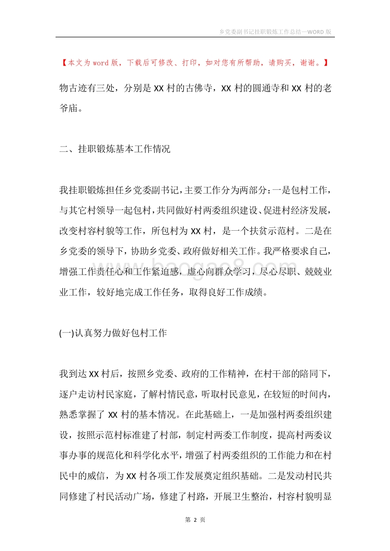 乡党委副书记挂职锻炼工作总结.docx_第2页