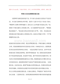 网络文化依法整顿经验交流.docx