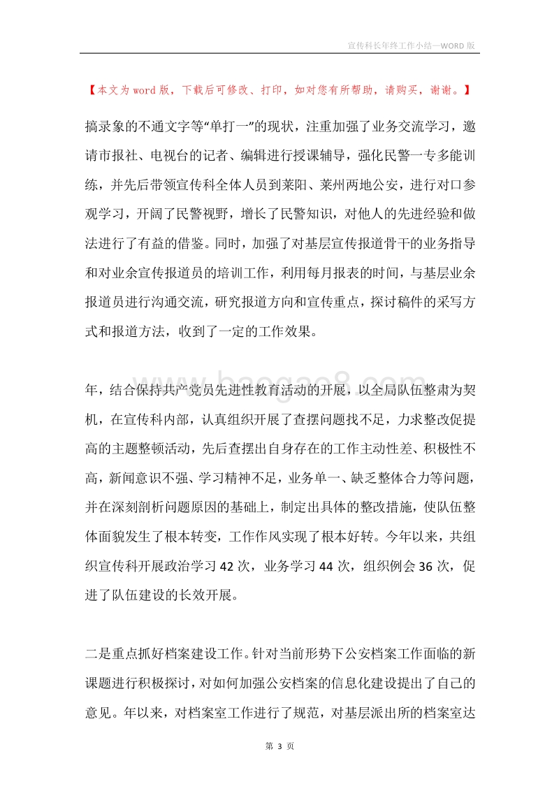 宣传科长年终工作小结.docx_第3页