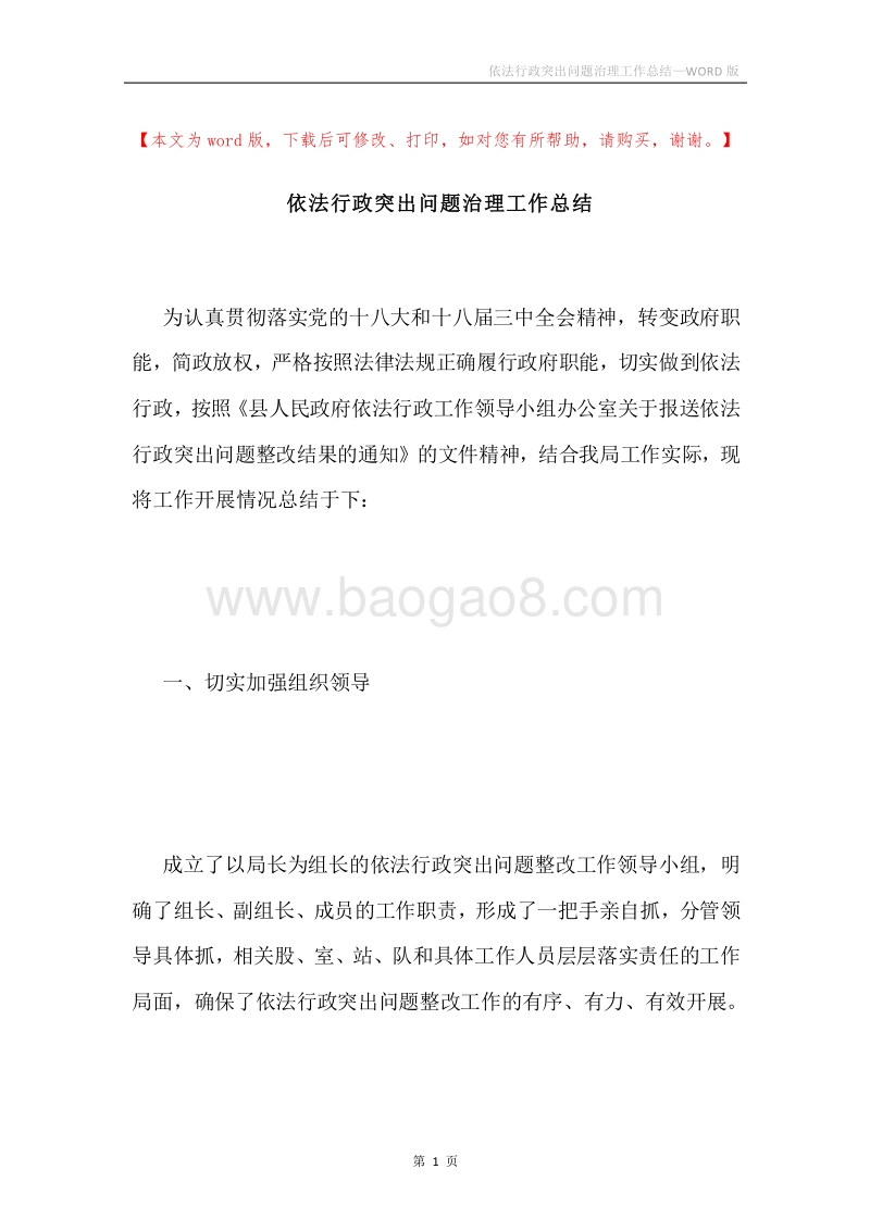 依法行政突出问题治理工作总结.docx_第1页