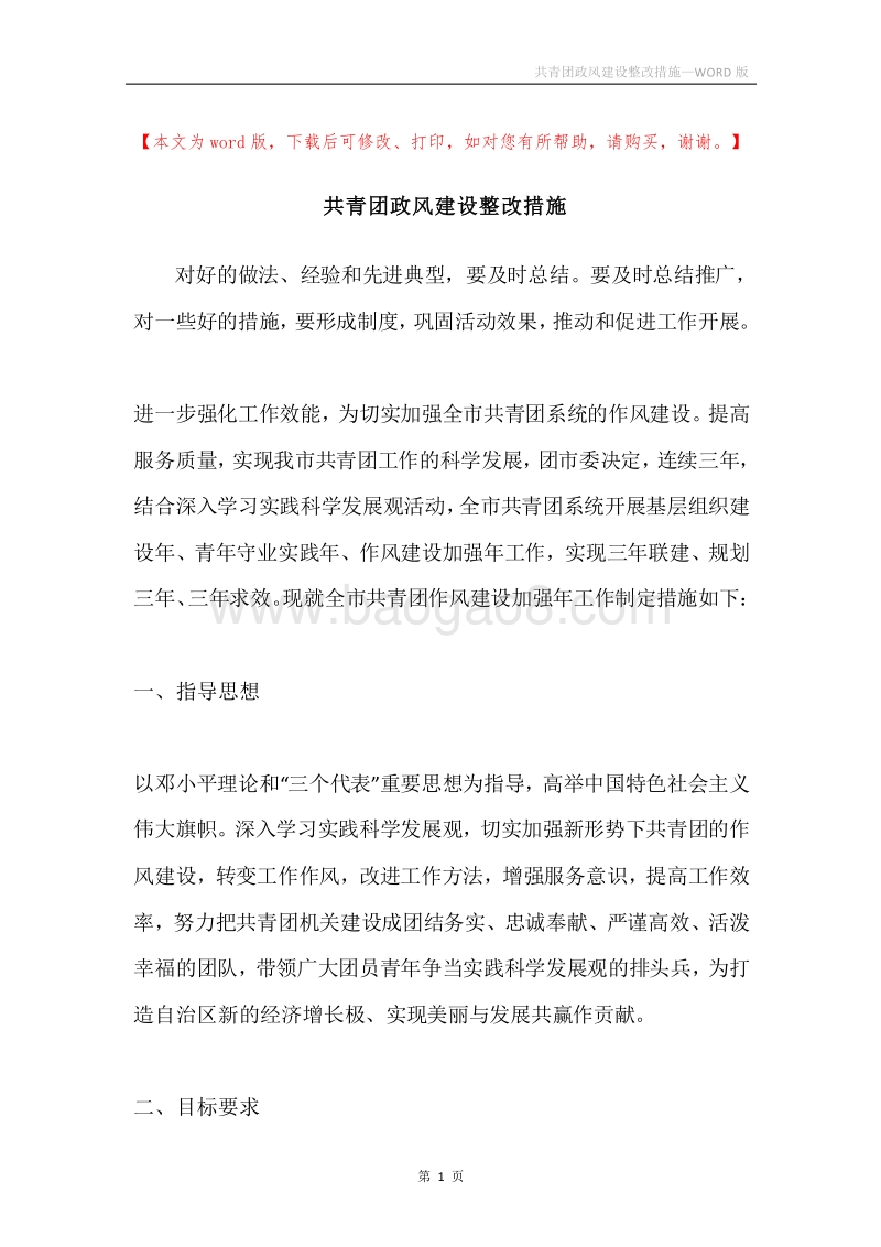 共青团政风建设整改措施.docx_第1页